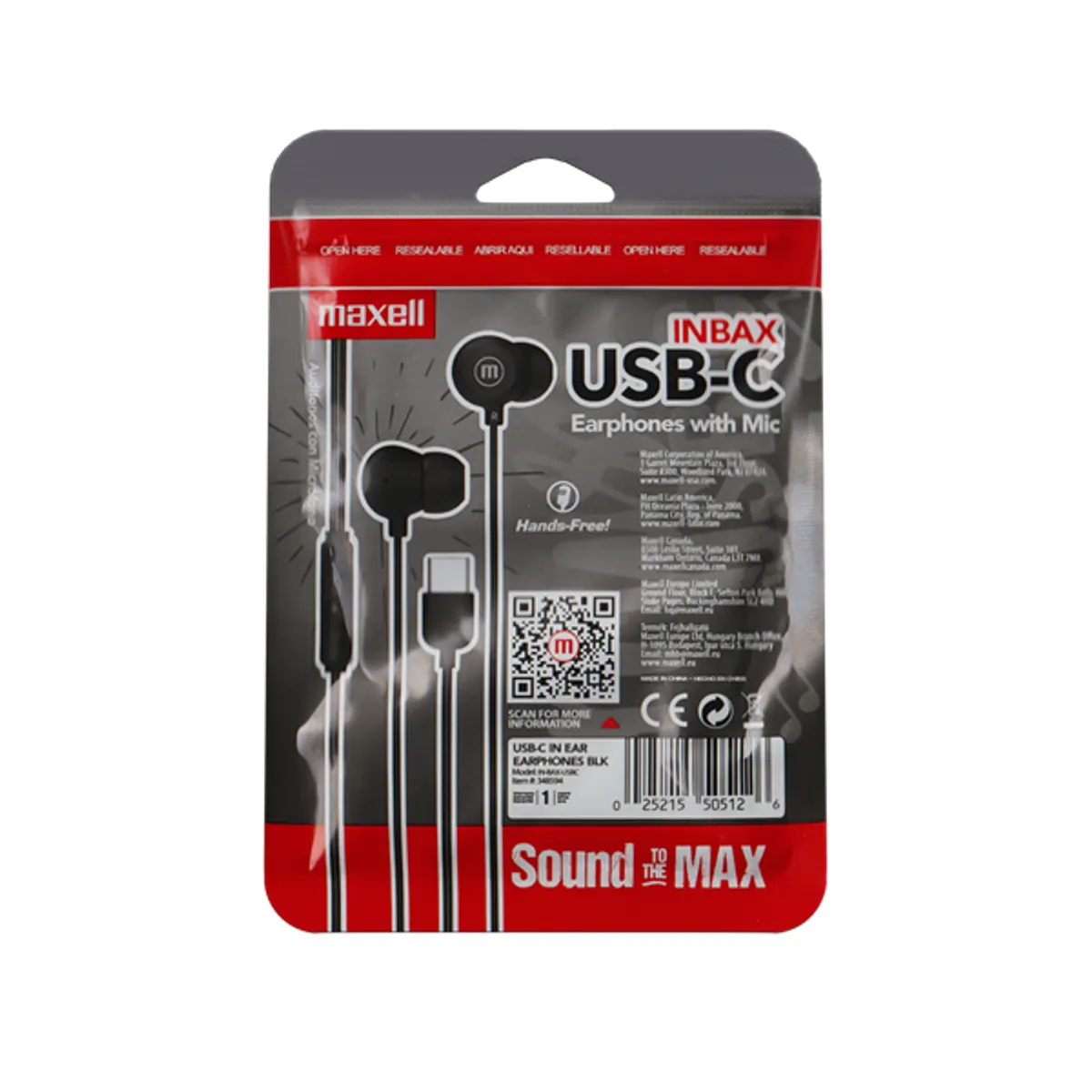 MAXELL 348594 fülhallgató USB-C mikrofonos vezetékes fekete sztereó #3