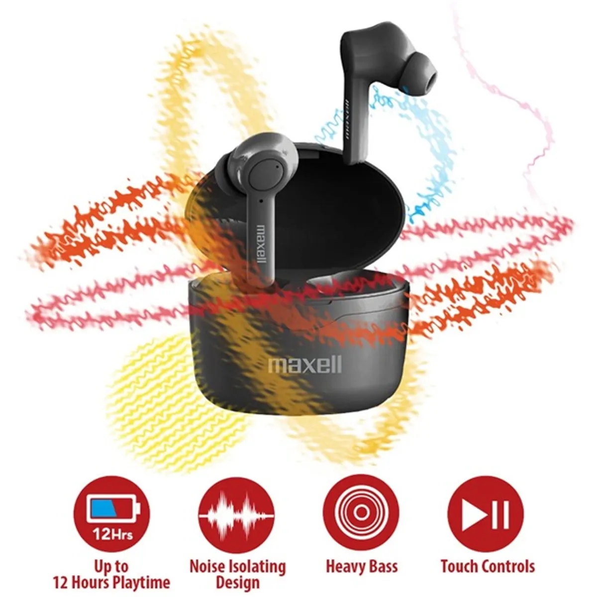 MAXELL 304489 Sync up bluetooth 5.0 fülhallgató 10mm mikrofon igen sztereó fekete 16 ohm 20Hz-20kHz 100dB 3h 12h töltés #2