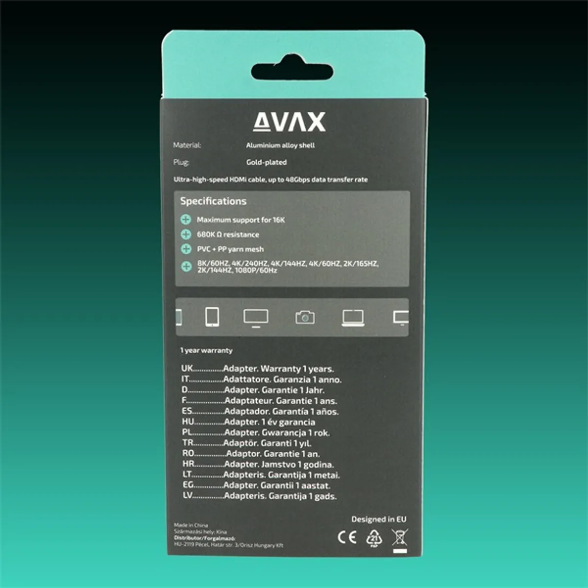 AVAX AVAX_AV901 DisplayPort kábel 2m fekete DP-DP #2