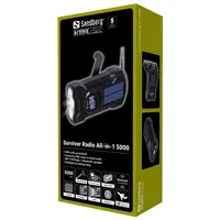 SANDBERG 421-03 Survivor radio all-in-1 5000 mAh powerbank AM FM bluetooth hangszóró napelemes töltés és kézi hajtás #9