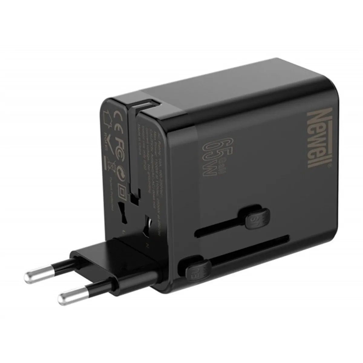 NEWELL NL3821 GaN utazó töltő 65W 2x USB-C 1x USB-A kivehető dugók 100-240V #5