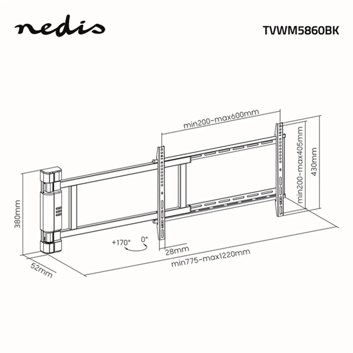 NEDIS TVWM5860BK tévéfalra szerelhető konzol fekete #8
