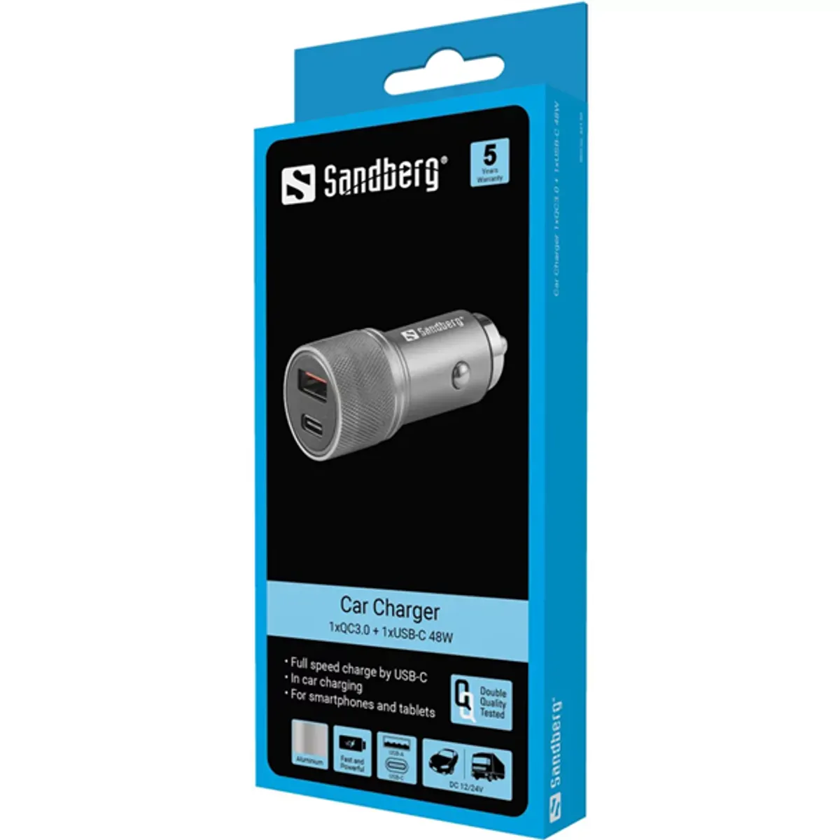 Sandberg 441-50 Autós töltő QC3.0 USB-A 18W USB-C PD 30W 48W #2