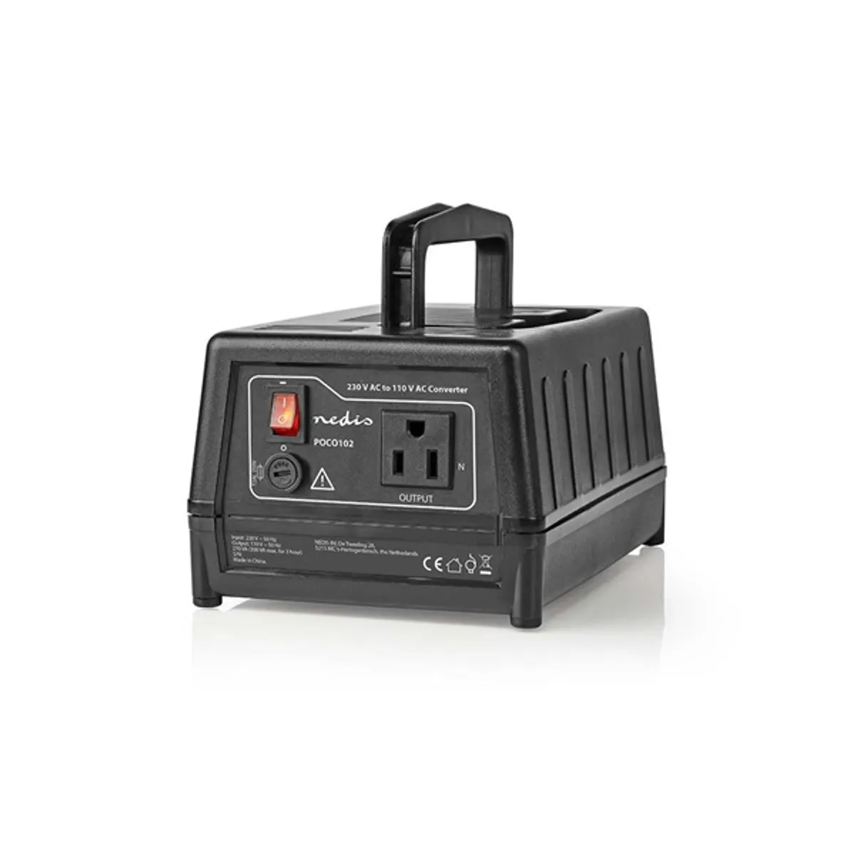 Nedis POCO102 feszültségátalakító 230 V AC - 110 V AC 270 W földelt USA kimenet asztali kivitel fogantyúval #6