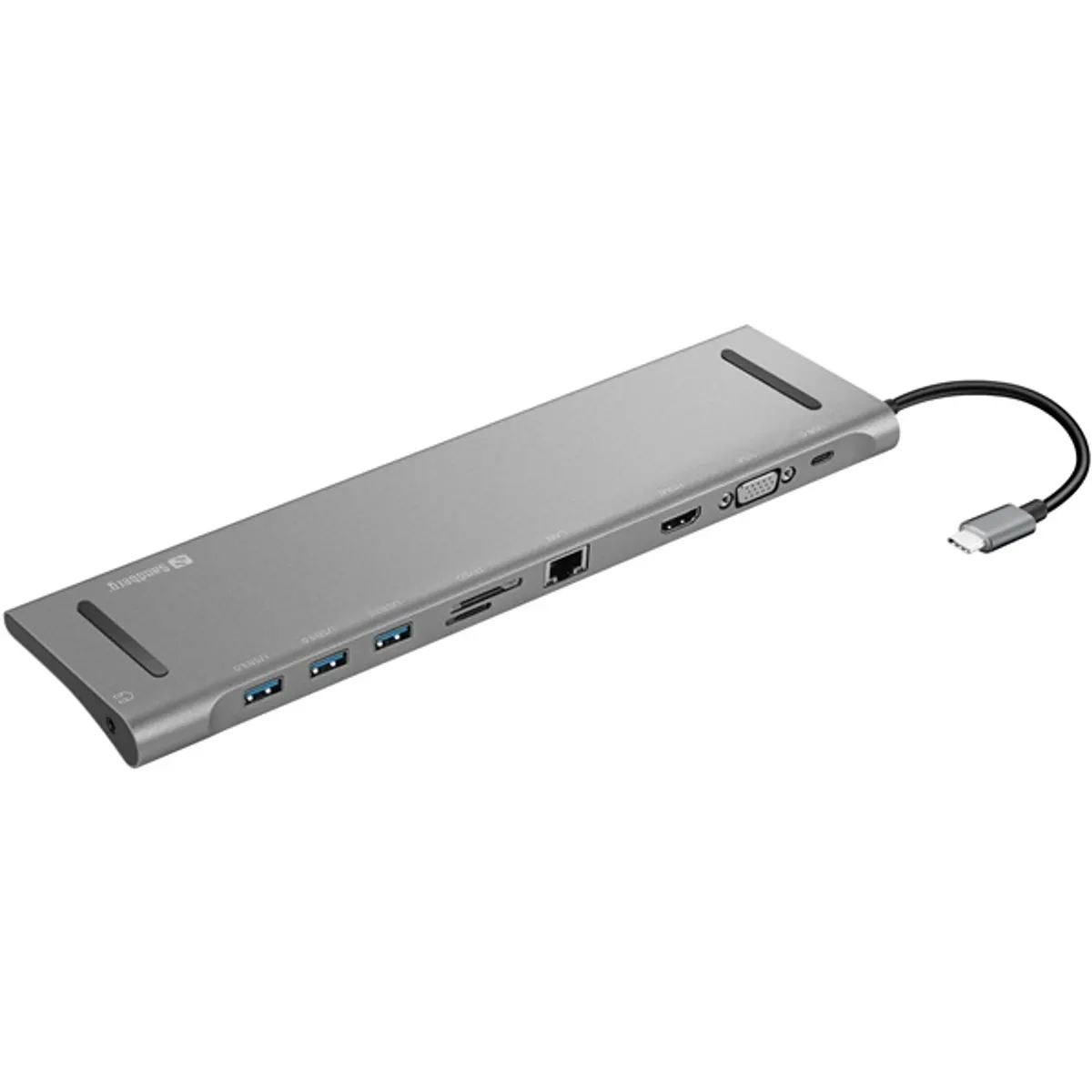 SANDBERG 136-31 USB-C 10-in-1 dokkoló HDMI és VGA 3x USB 3.0 RJ-45 Audio SD kártyaolvasó 100W PD #1