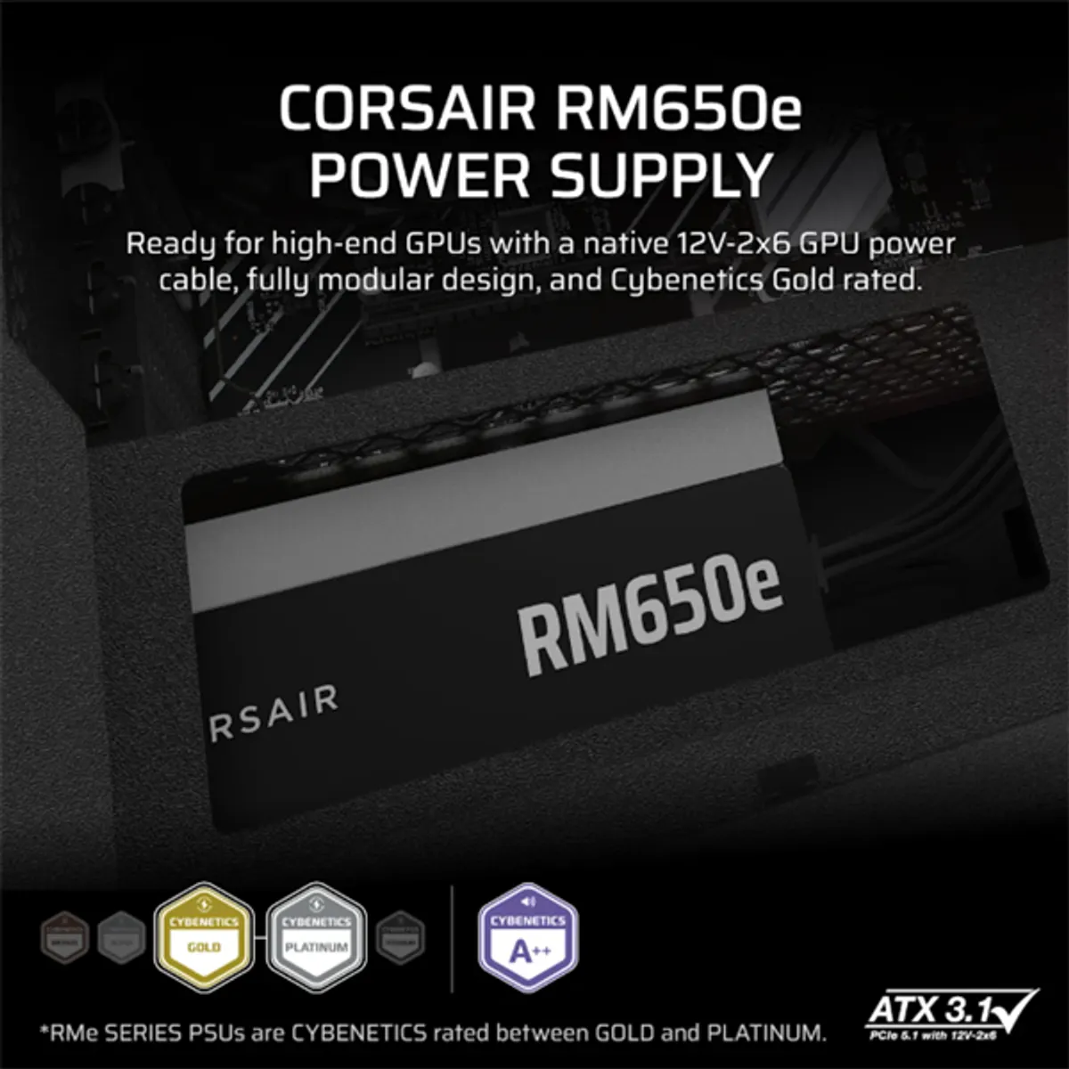 CORSAIR CP-9020302-EU RM650e moduláris tápegység 650W ATX 3.1 PCIe 5.1 Cybenetics Gold 7 év garancia #2