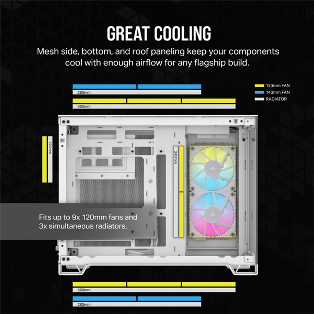 CORSAIR CC-9011268-WW 2500X Micro-ATX iCUE LINK RGB fehér edzett üveg duál kamrás #6