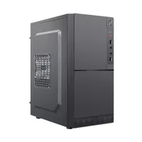 AKYGA AK35BK Micro ATX ház 2x USB 2.0, mikrofon, fejhallgató, 3.5" és 2.5" belső helyek, kompatibilis Micro ATX, Flex ATX, Mini ITX, táp nélküli, fekete