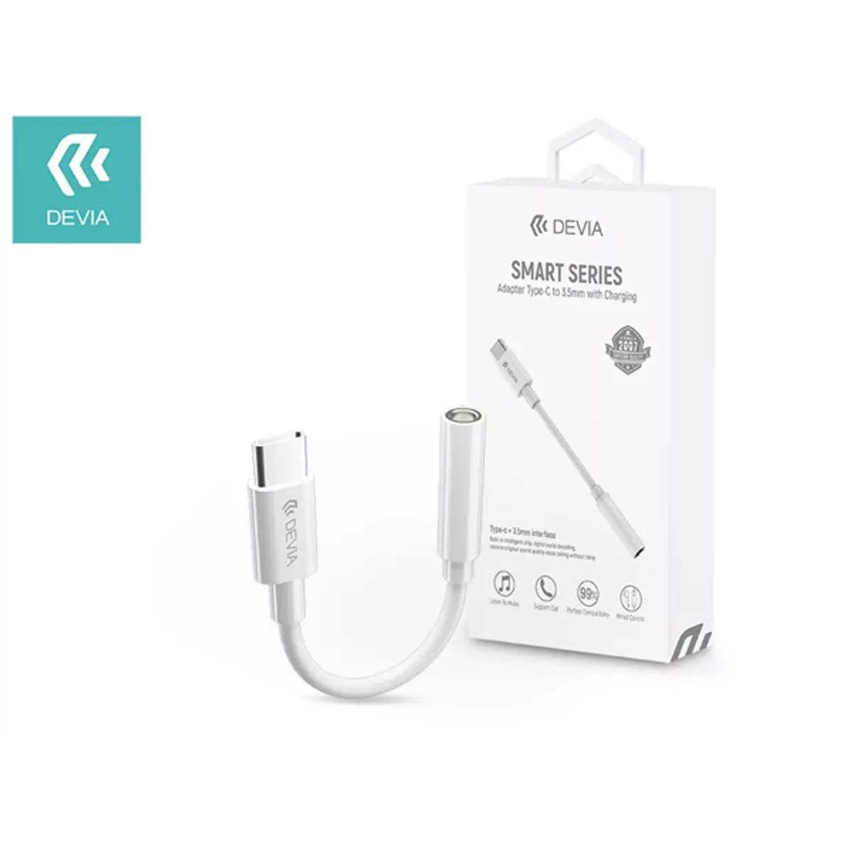 Devia ST354113 Type-C 3,5 mm audió adapter töltéssel fehér #1