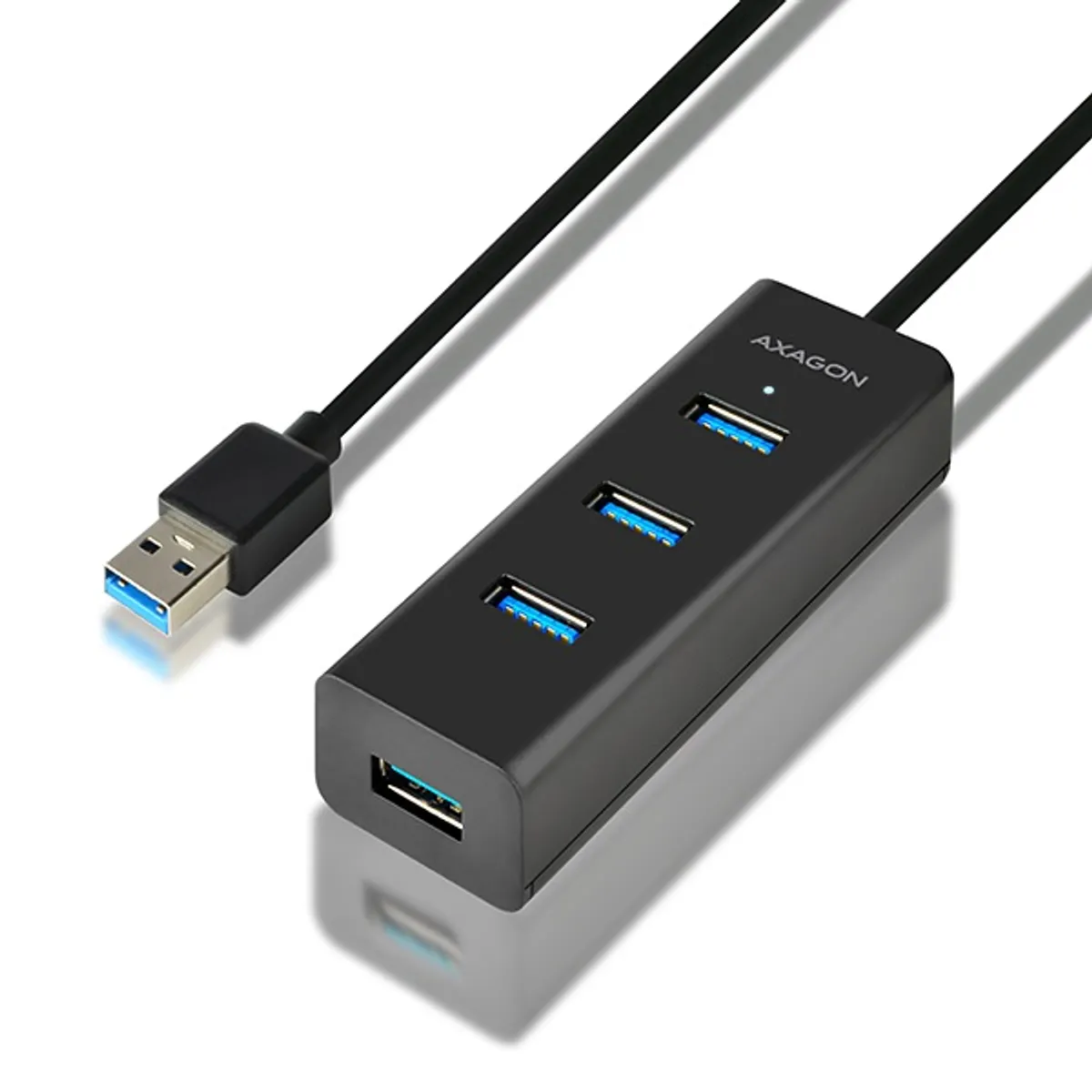 AXAGON HUE-S2BL USB 3.0 töltő hub 4x USB 3.0, 1,2 m kábel, külső tápellátás, portonként 2 A #1
