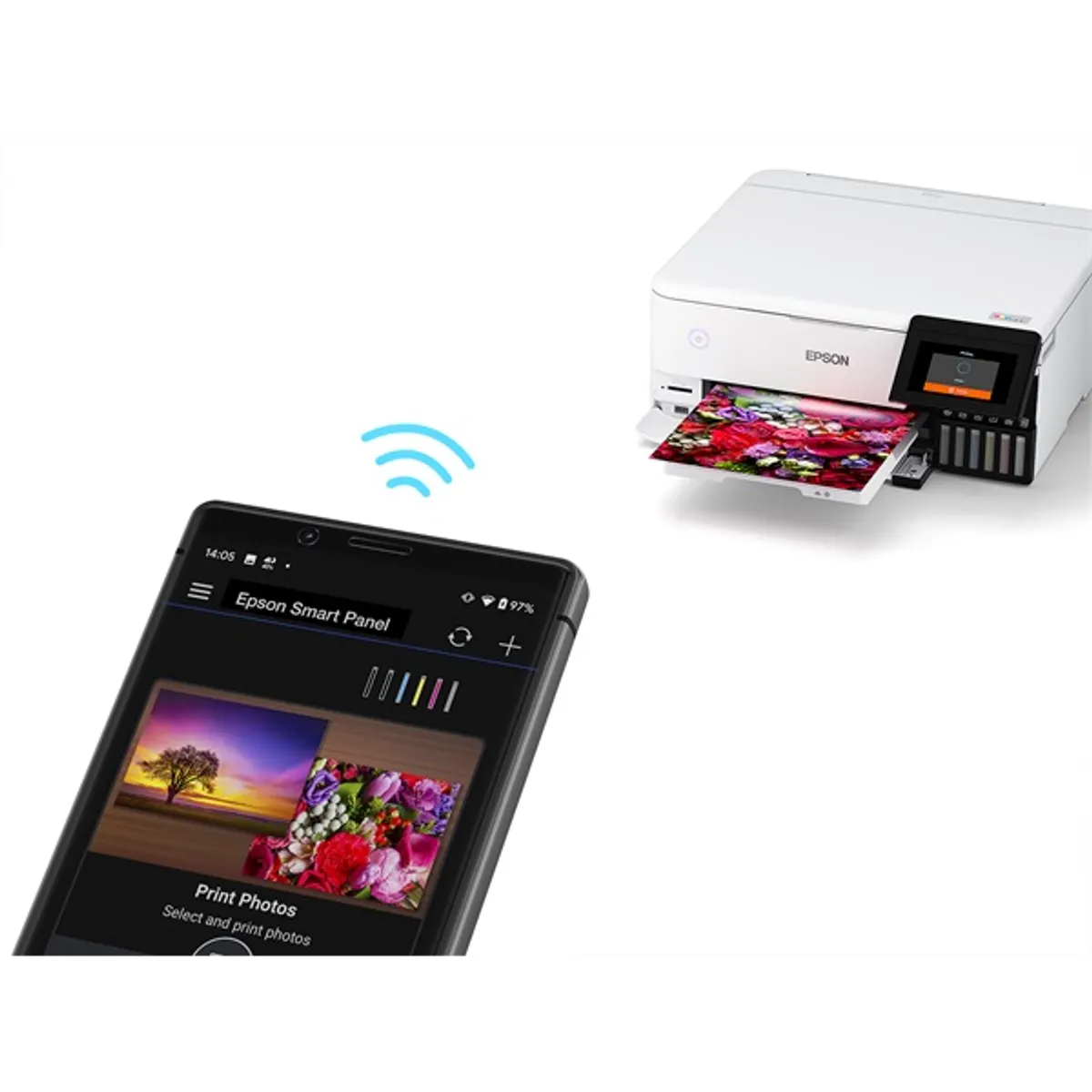 EPS CON C11CJ20402 multifunkciós tintás nyomtató 6 szín patron USB2.0 LAN Wireless A4 5760x1440 dpi optikai 1200x4800 LCD beépített kártyaolvasó #4