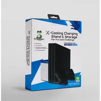 FROGGIEX FX-P4-C3-B PS4 hűtő és töltőállomás lemez tartó 2 USB port 2 kontroller töltés LED töltésjelző #4