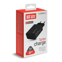 Colorway CW-CHS013Q-BK USB töltő adapter 18W QC 3.0, 1 USB, Huawei SCP, Samsung AFC, QC 2.0/3.0