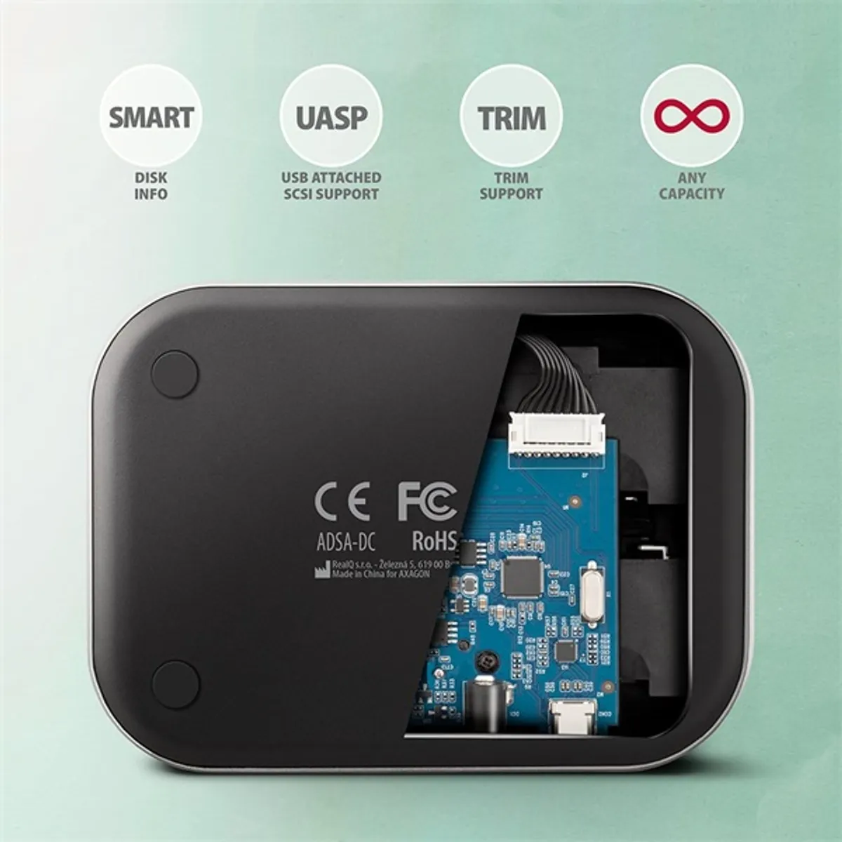 AXAGON ADSA-DC duál HDD és SSD dokkolóállomás USB-C 5Gbps, 2x SATA III 6Gbps, lemezklónozás #7