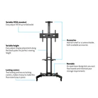 MULTIBRACKETS 7350073732319 M Public Floorstand Basic 150 32-60" max VESA 600x400 mm fekete 50 kg AV shelf és kamera tartó 4 db zárható kerék #7