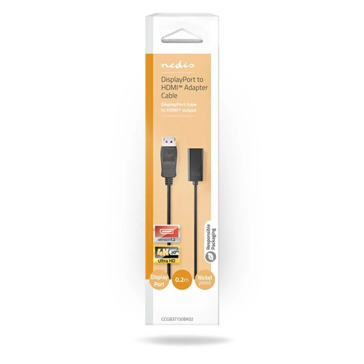 NEDIS CCGB37150BK02 DisplayPort-HDMI átalakító kábel 0,2 m fekete 1920x1080 #3