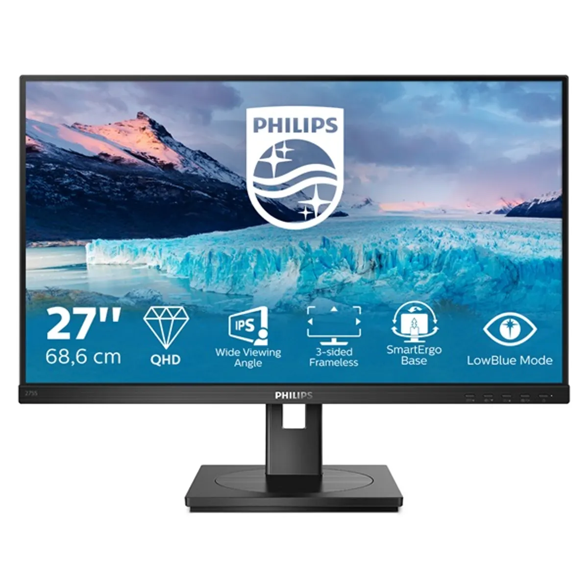 PHI MON 275S1AE/00 monitor 27" IPS 2560x1440 75 Hz 4 ms 300 cd/m² 1000:1 HDMI DP állítható magasság Pivot VESA 100x100 #1