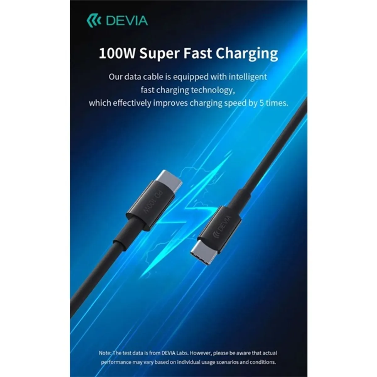 Devia ST111110 Smart Series 1.5m 100W Type-C to Type-C adat- és töltőkábel fekete #2