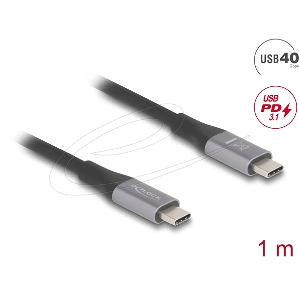 DELOCK 81191 USB 40 Gbps Type-C kábel PD 3.1 240 W E-Marker fémházas 1 m #1