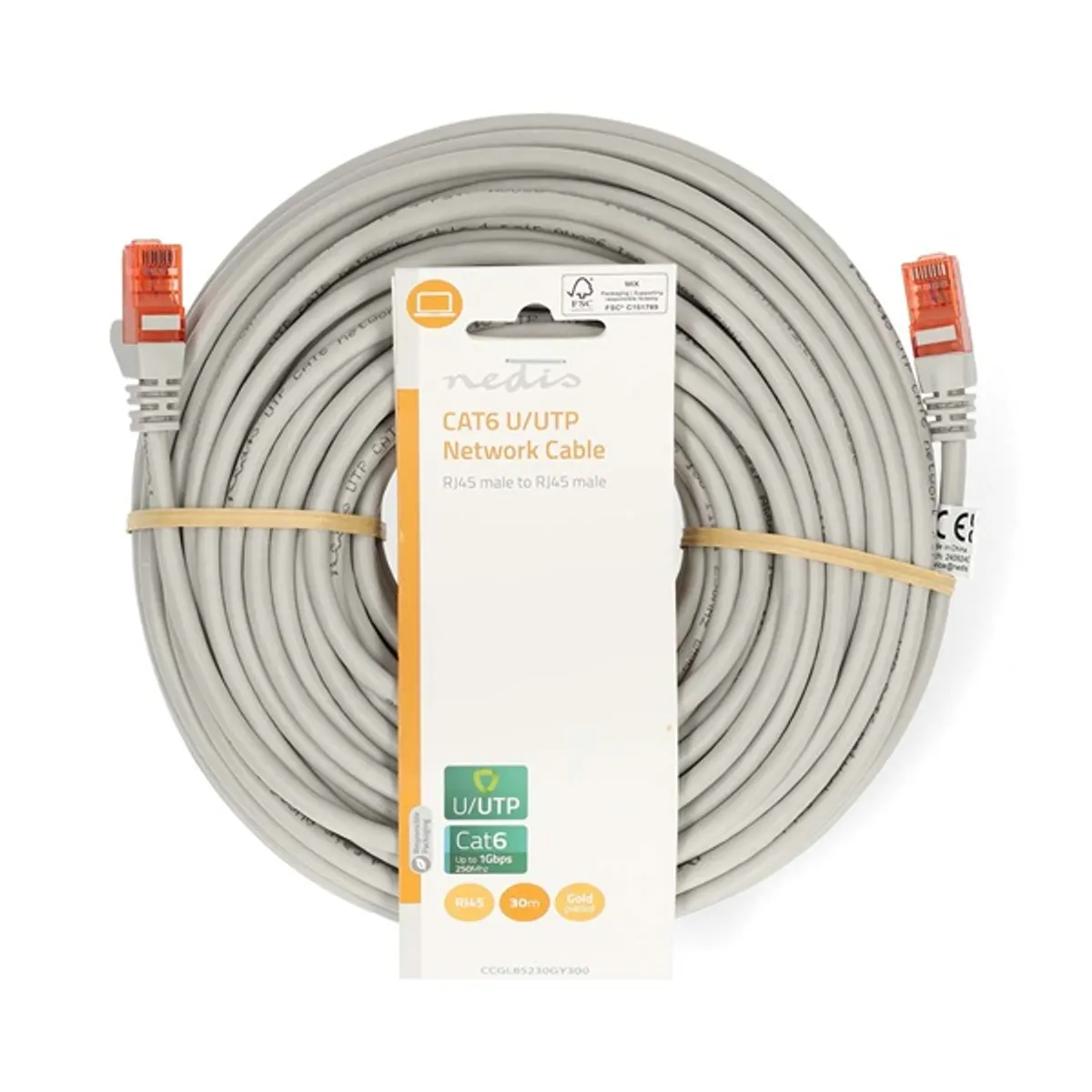 NEDIS CCGL85230GY300 UTP Cat6 patch kábel 30 m RJ45 aranyozott érintkezők #1