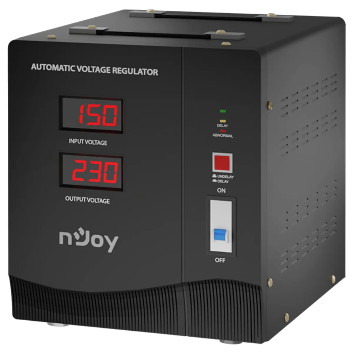 NJOY AVRL-5005TAL-CS01B Alvis 5000 AVR 5000VA 5x csatlakozó kimenet 230V bemenet 150-270VAC 50-60Hz 180s késleltetés toroid transzformátor #1
