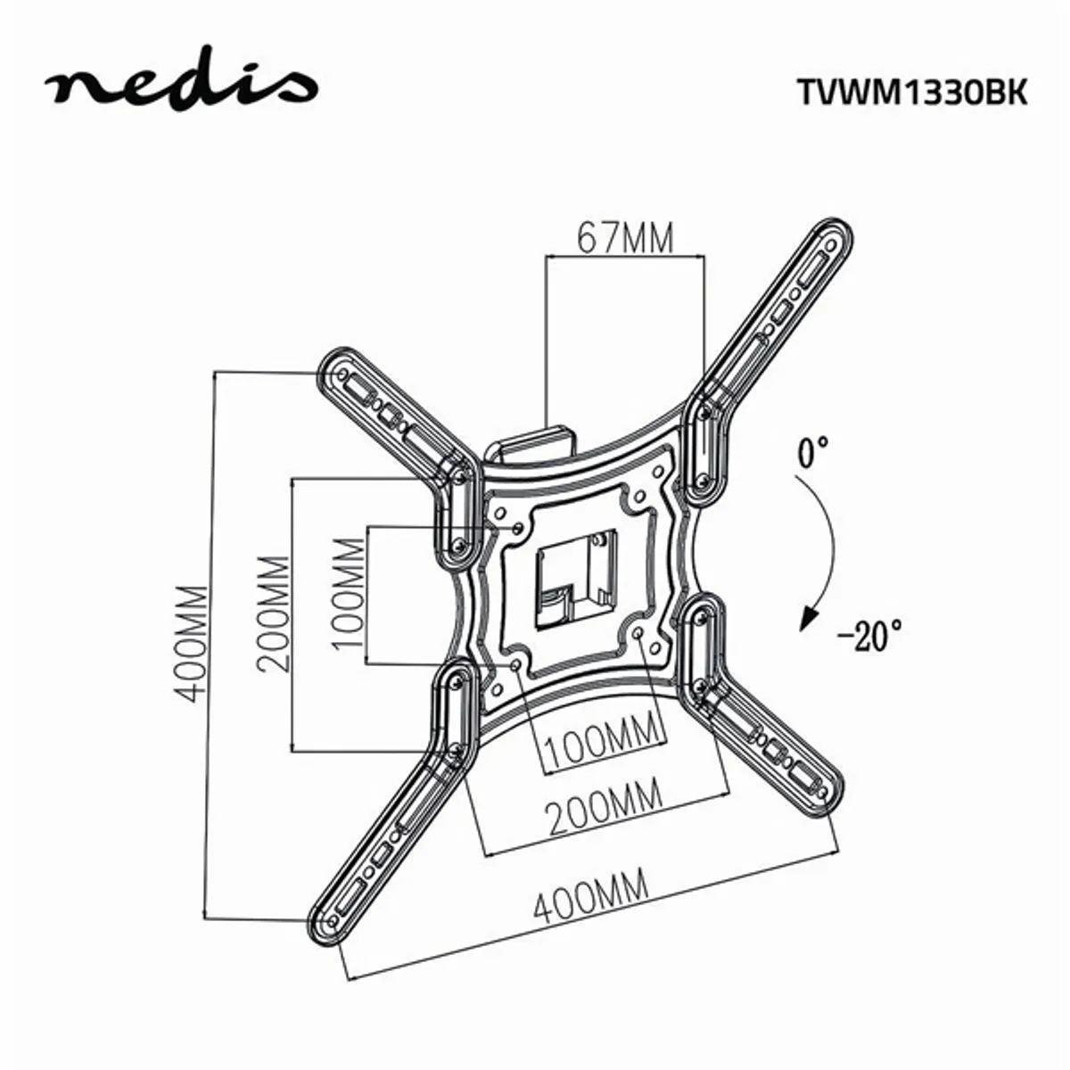 Nedis TVWM1330BK fali tv-tartókonzol 23-55" max teherbírás 30 kg dönthető, forgatható, 1 forgáspont #7