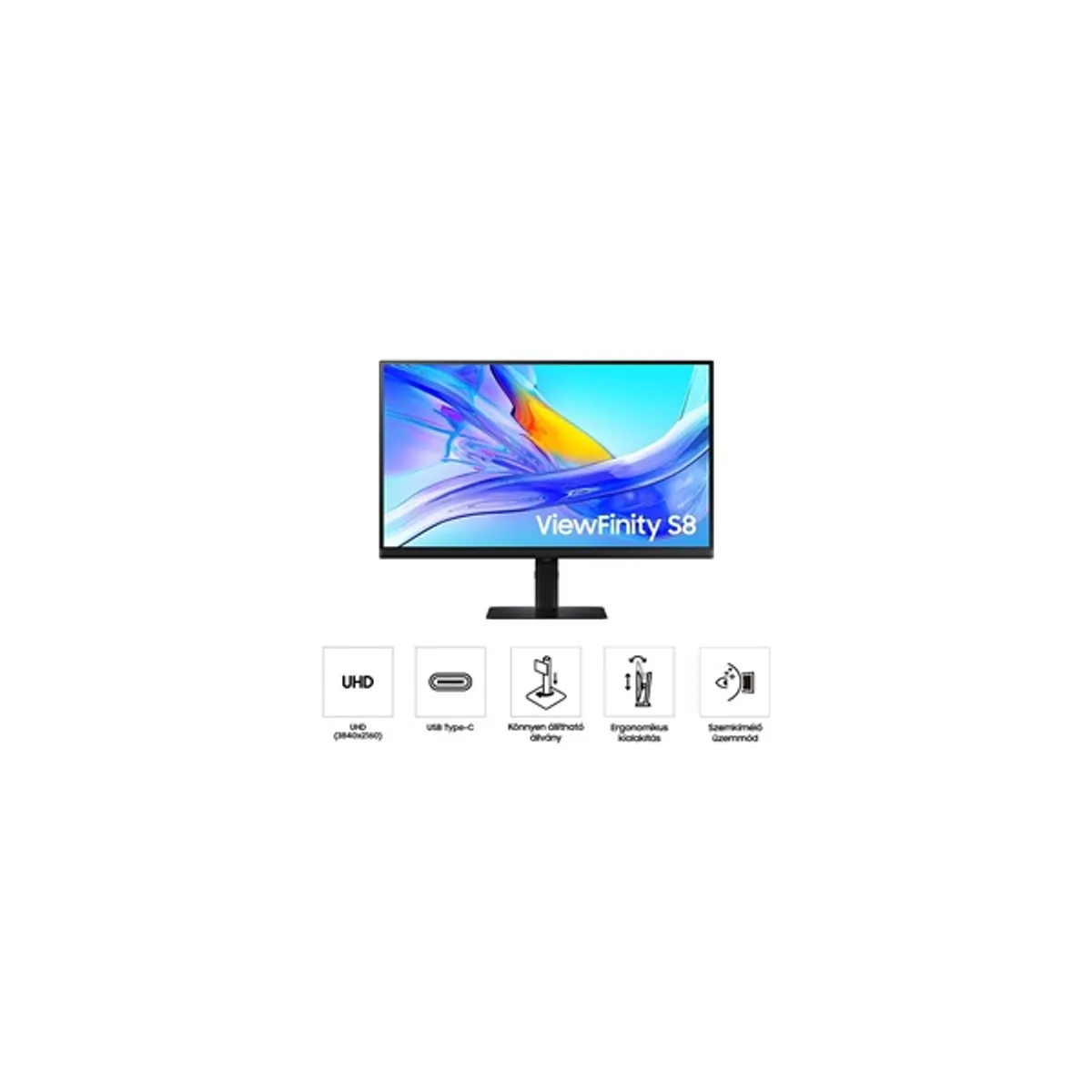 SMG MON LS27D800UAUXEN 27" UHD IPS monitor 3840x2160 60 Hz 5 ms HDR Beépített tápegység Állítható magasság Dönthető Forgatható Pivot VESA 100x100 HDMI DisplayPort USB-C USB LAN #4