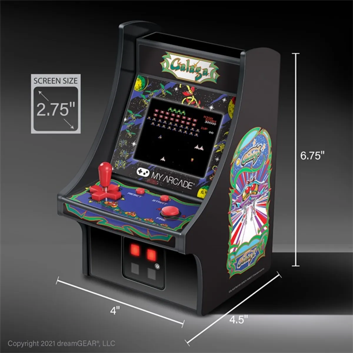 MY ARCADE DGUNL-3222 Galaga Micro Player 2.75" kijelző, kivehető joystick, külső hangszóró, 3,5 mm fejhallgató-csatlakozó #6