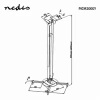 NEDIS PJCM200GY dönthető, forgatható mennyezeti konzol, 4 karos, max 10 kg, furattartomány 185-327 mm, min 550 mm max 1000 mm #9