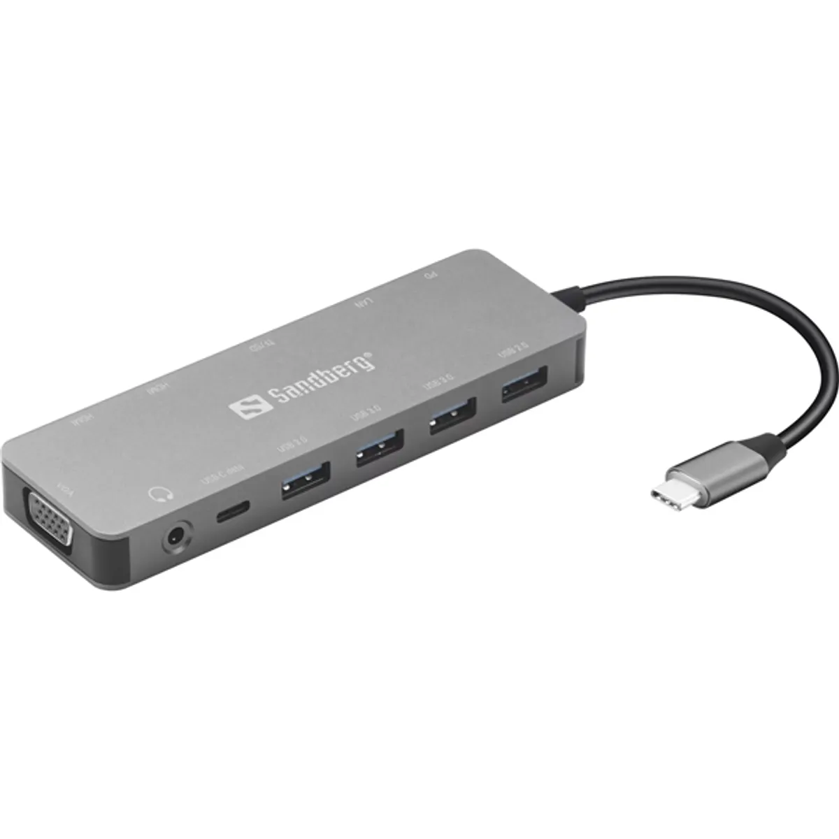 SANDBERG 136-45 USB-C 13-in-1 utazó dokkoló 2x HDMI VGA RJ-45 SD kártyaolvasó 100W PD #1