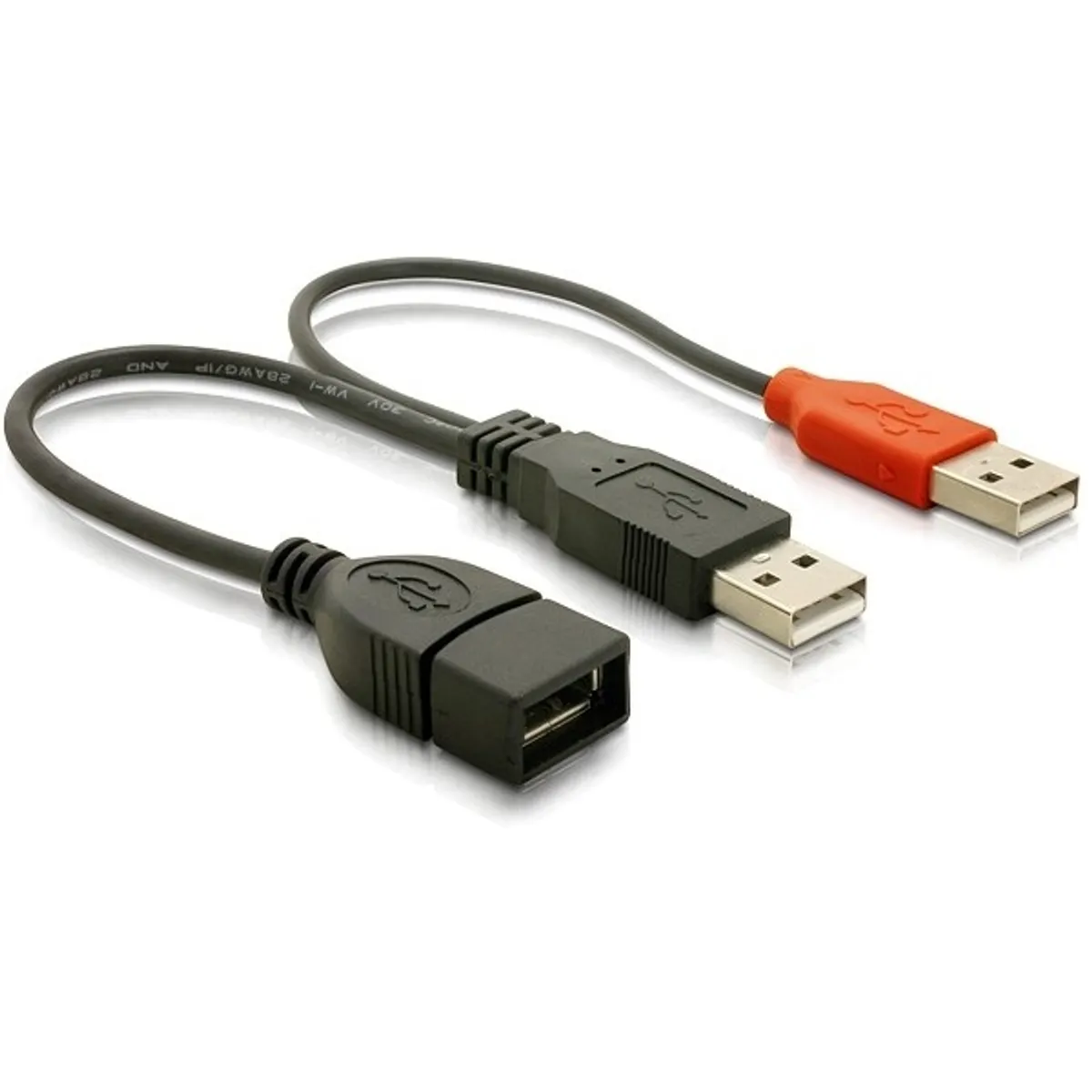 Delock 65306 USB adat- és tápellátású Y-kábel 2x USB-A férfi 1x USB-A nő #1