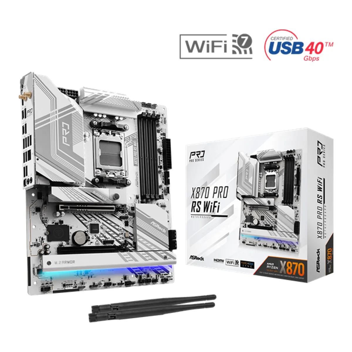 ASROCK X870 PRO RS WIFI AM5 14 2 1 fázis DDR5 8000 OC PCIe 5.0 x16 PCIe 4.0 x16 Wi-Fi 7 2.5G LAN M.2 PCIe Gen5x4 #1
