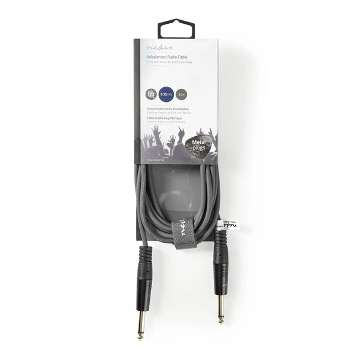 Nedis COTH23000GY30 félprofi audio kábel 2x 6,35 mm mono jack dugó 3 m rugalmas PVC nikkelezett #3