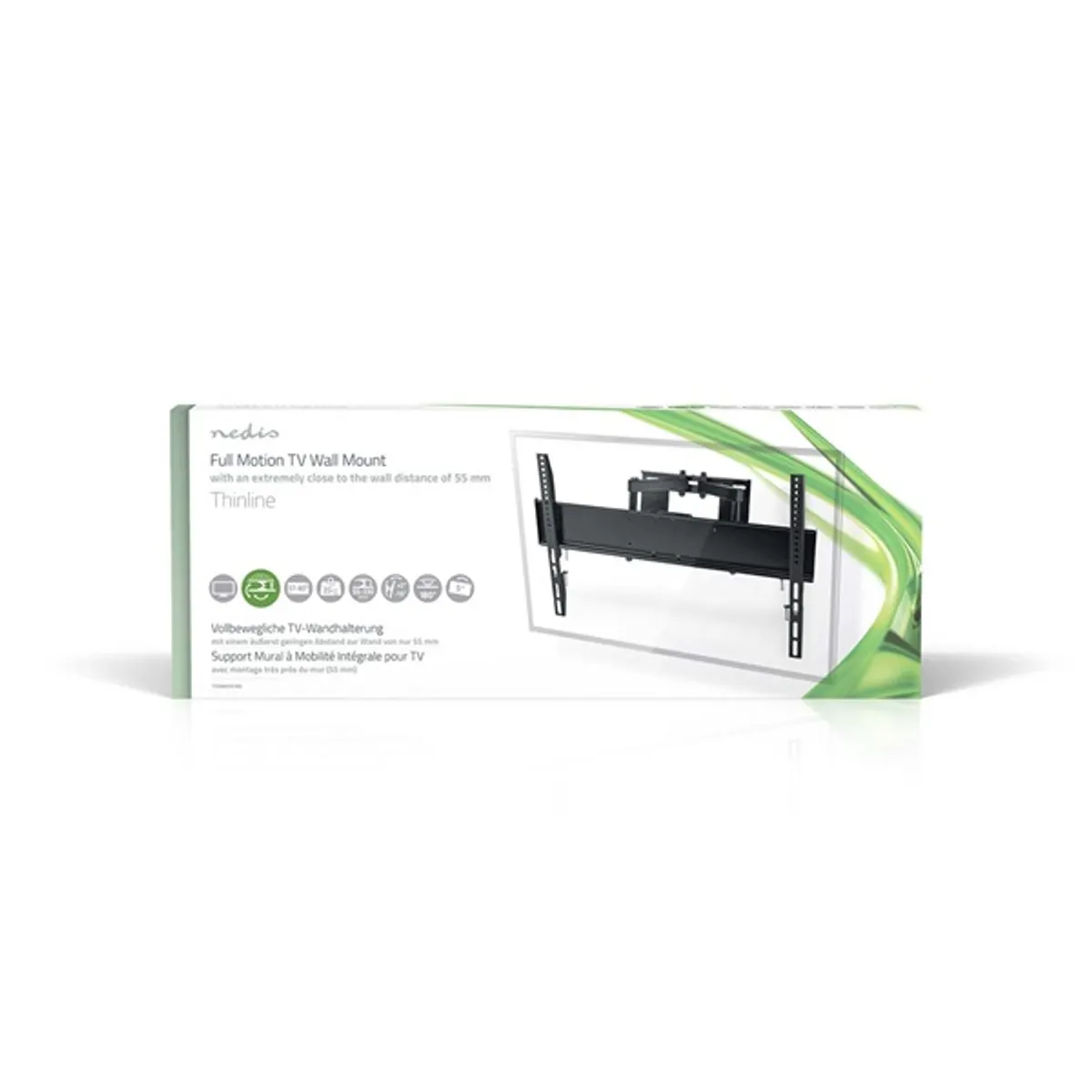NEDIS TVWM3551BK fali TV-tartókonzol 37-80" 6 forgáspont 180° forgatható VESA 200x200-600x400 #7