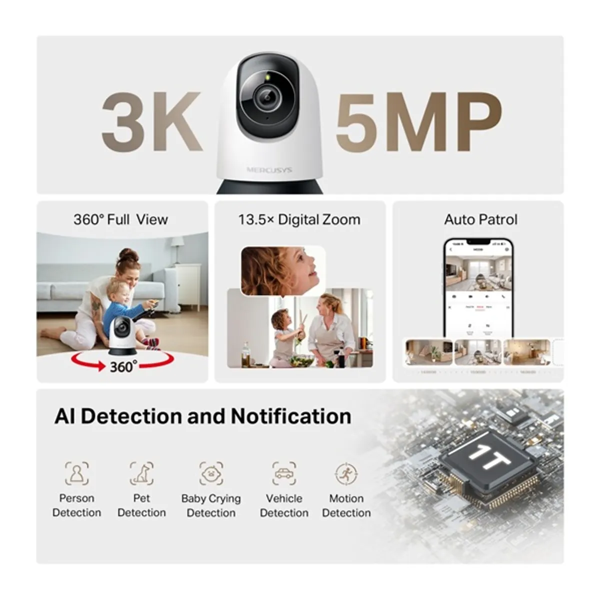 TP-LINK MC230 Mercusys Pan-Tilt AI otthoni biztonsági Wi-Fi kamera #2