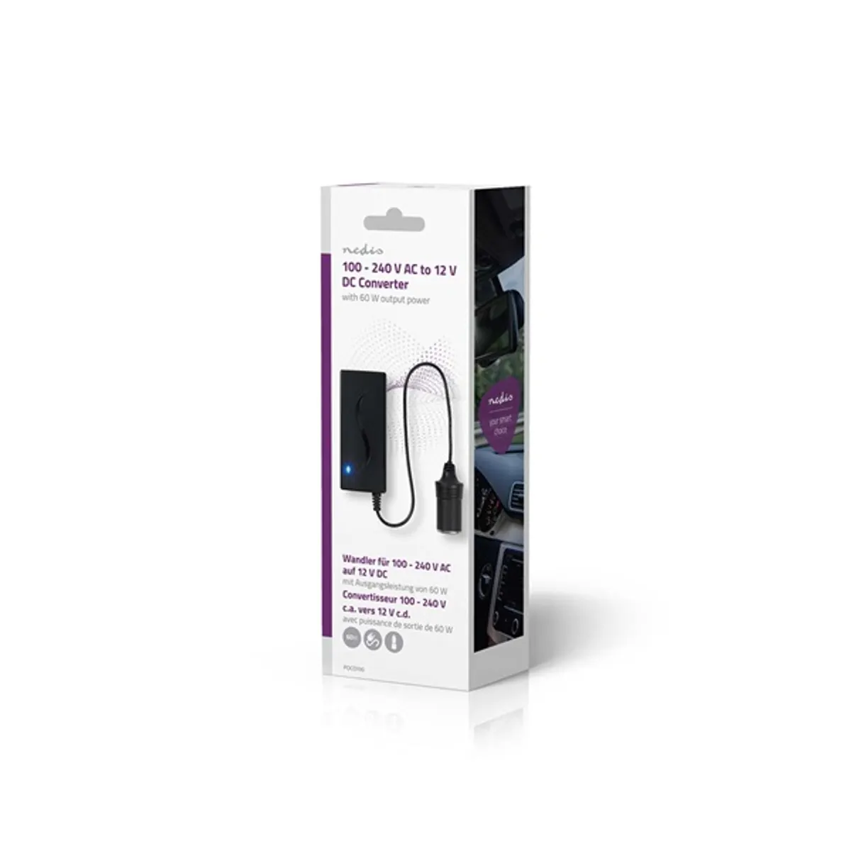 NEDIS POCO100 hálózati adapter 230 V AC 12 V DC 60 W 5 A autós cigarettagyújtó kimenet #3