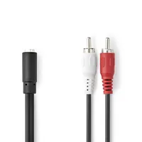 NEDIS CAGB22255BK02 3,5 mm aljzat RCA dugó x2 sztereó audiokábel 0,20 m fekete nikkelezett #2