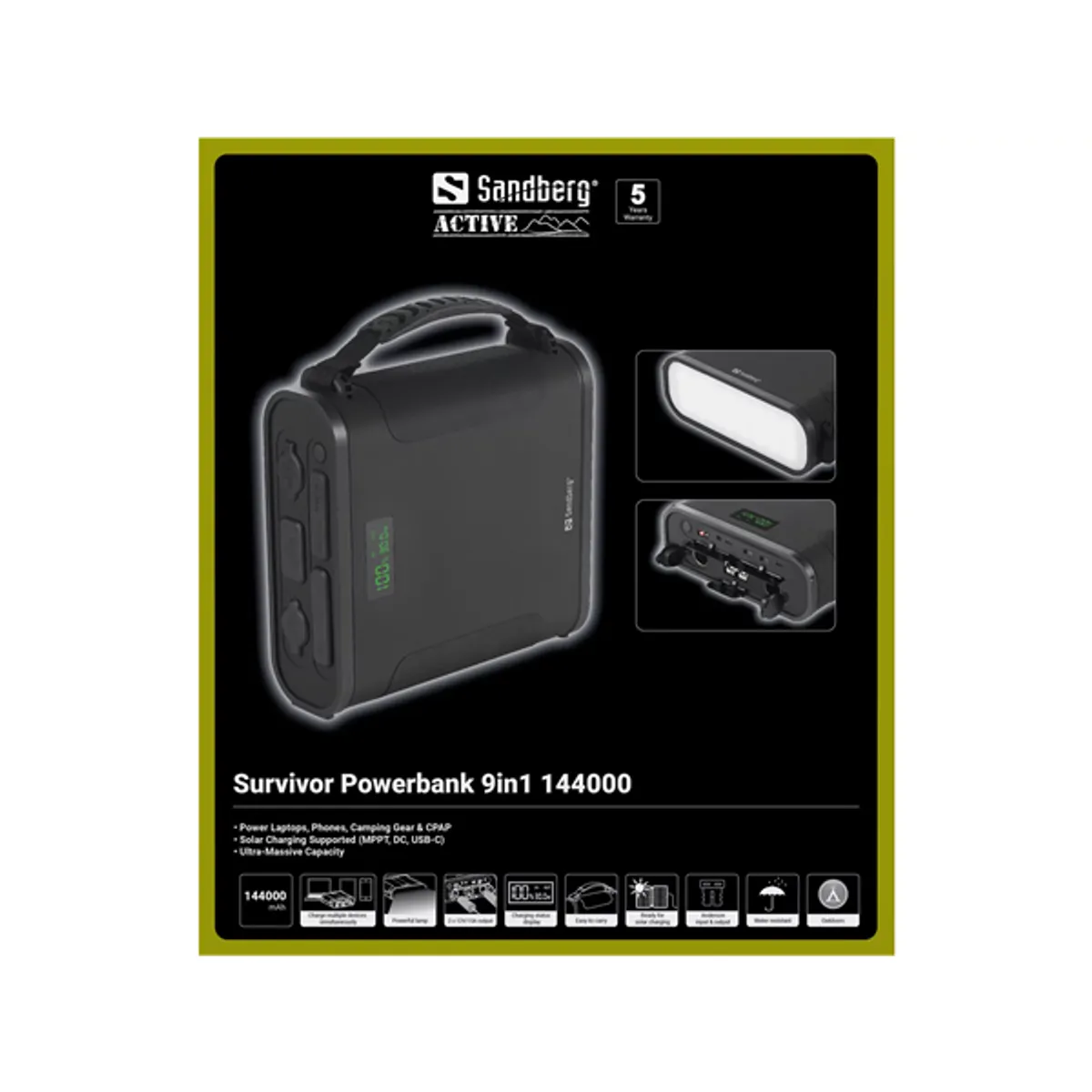 SANDBERG 421-37 Survivor powerbank 9in1 144000 mAh 460.8 Wh LiFePO4 MPPT 100W #6