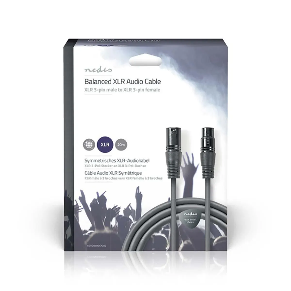 NEDIS COTG15010GY200 egyensúlyozott XLR audio kábel 20 m XLR 3 tűs apa - XLR 3 tűs anya sötétszürke #3