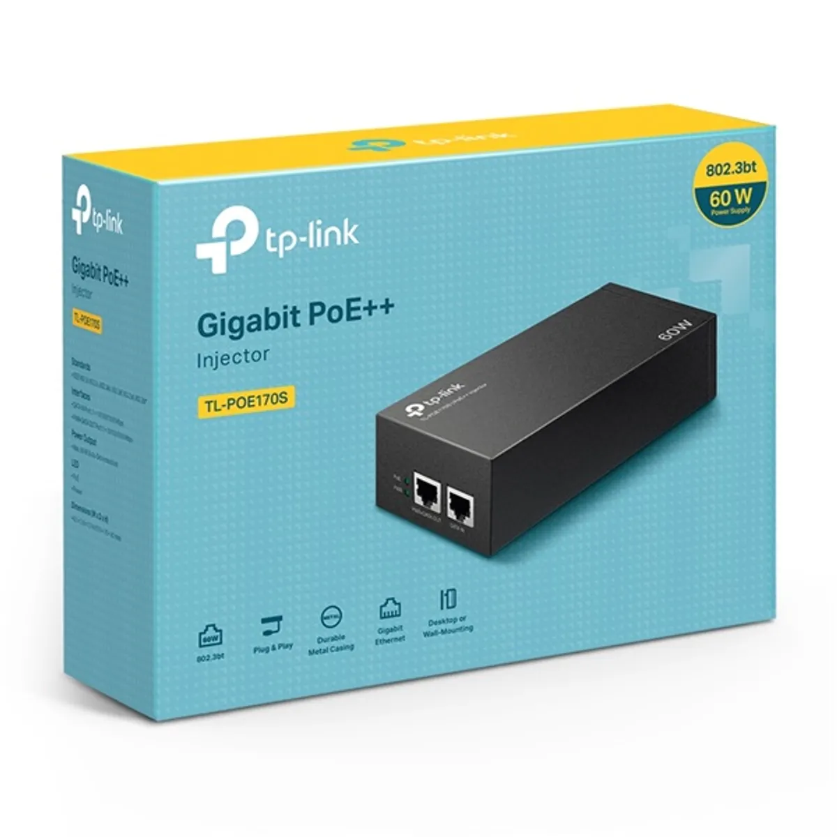 TP-LINK POE170S Omada PoE injektor 60 W 802.3bt-at-af 1x gigabit PoE port, 1x gigabit nem-PoE port #2