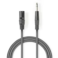 Nedis COTH15100GY15 XLR 3-tűs dugasz - 6,35 mm jack csatlakozás, szimmetrikus audió kábel, 1,5 m, PVC burkolat, nikkelezett érintkezők #2