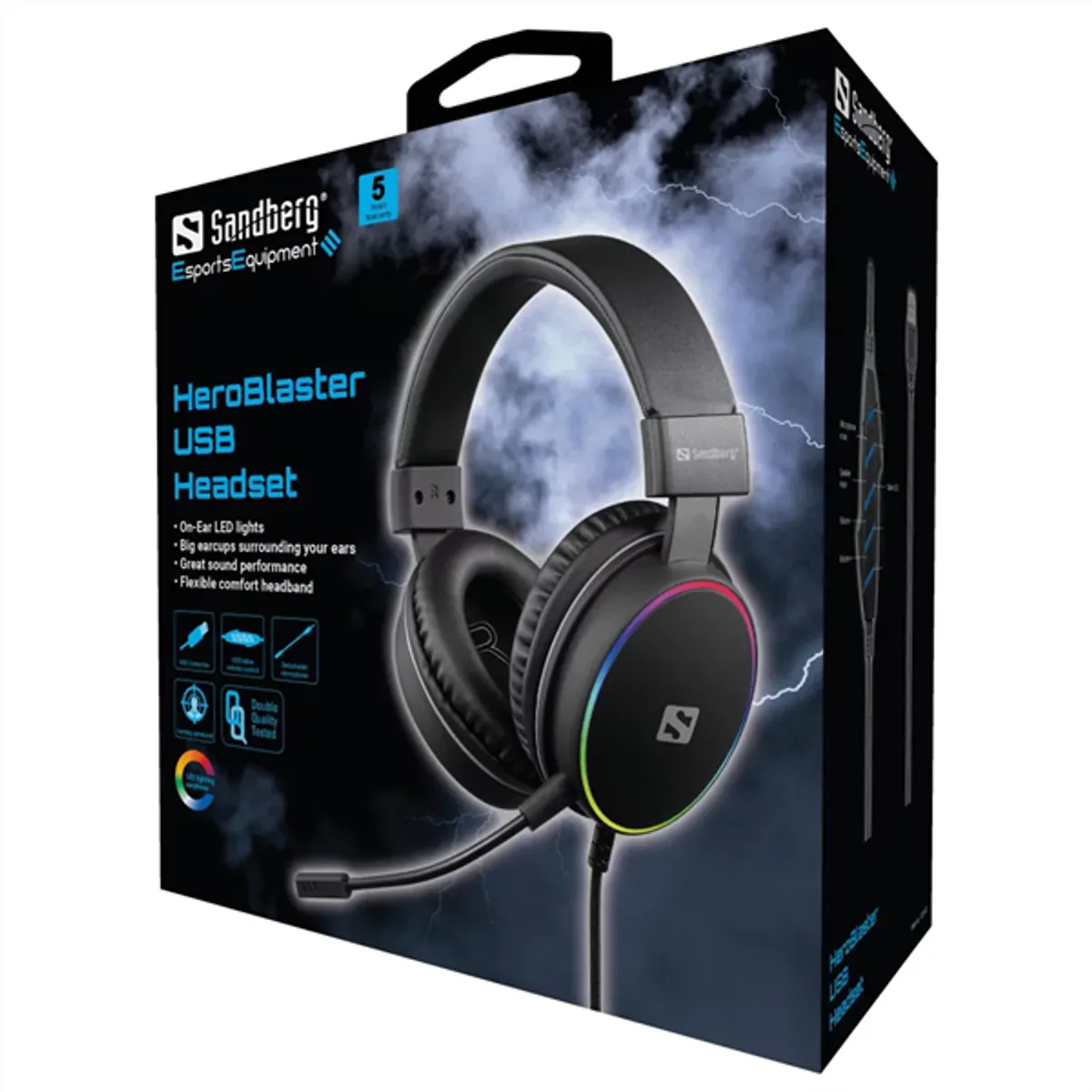 Sandberg 126-48 HeroBlaster USB Headset 50mm driver 20 Hz-20 kHz 32 Ohm mikrofon 6mm omnidirekciós #7