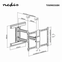 Nedis TVWM6550BK szabadon mozgatható fali TV-tartókonzol 37-80" forgatható 0-180 dönthető 15-17 #8
