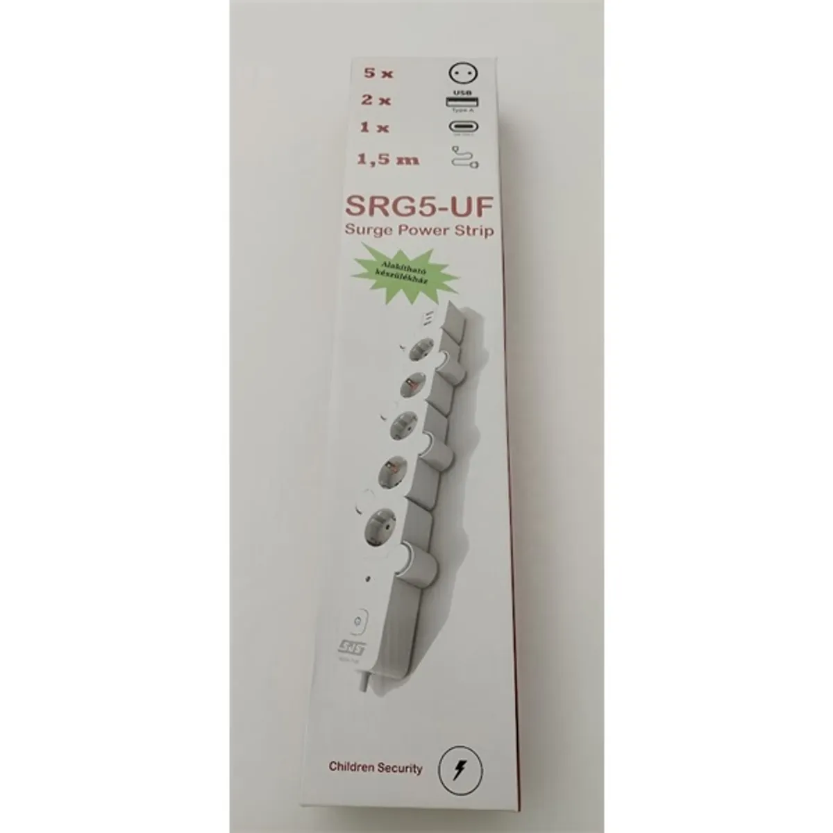 SPS SRG5-UF SRG5UF 5 aljzatú túlfeszültségvédő elosztó 2 USB-A, 1 USB-C, 1,5 m #3
