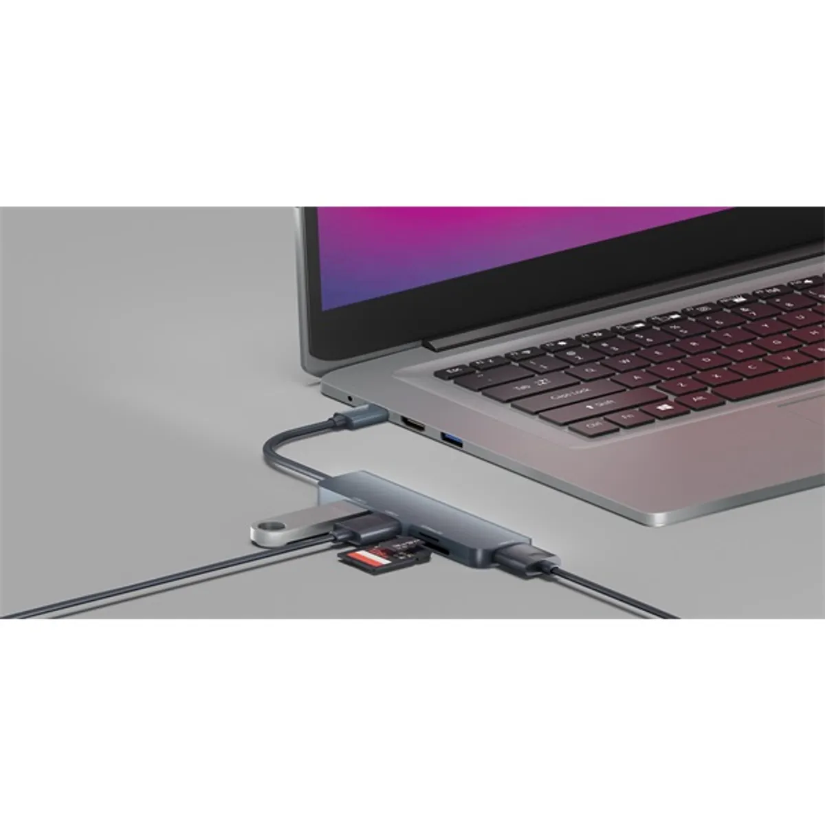 NEWELL NL3604 5 az 1-ben hub USB-C 2x USB-A 2.0 1x USB-A 3.0 SD és micro SD olvasó alumínium #6