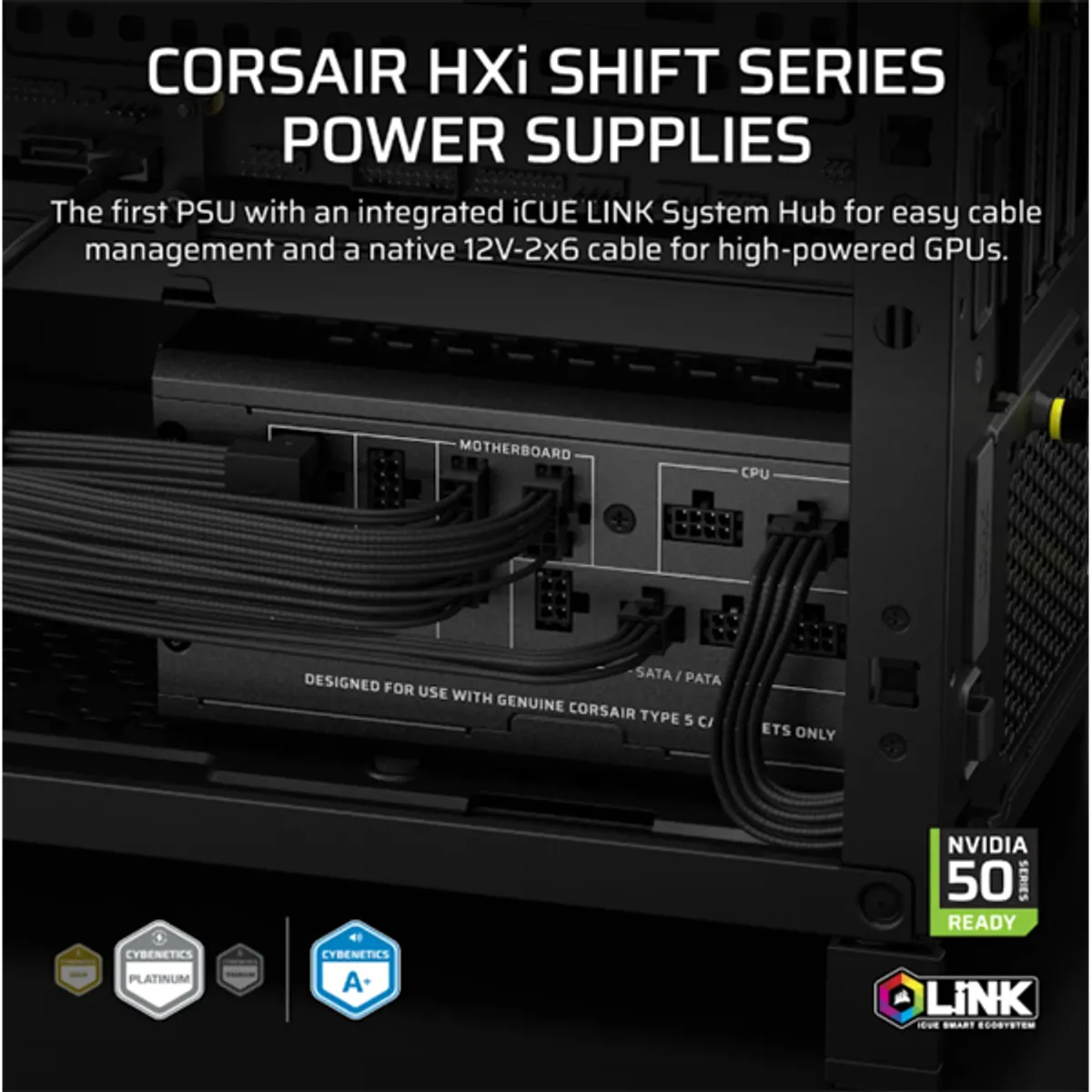 Corsair CP-9020265-EU HX1000i SHIFT Cybenetics Platinum teljesen moduláris zero RPM mód 1000 W iCUE Link #2