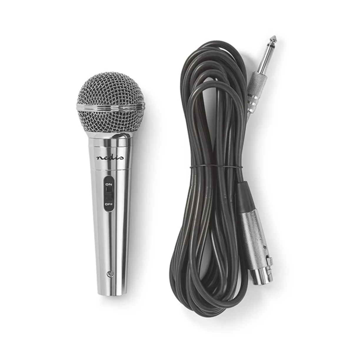 Nedis MPWD45GY dinamikus mikrofon XLR 3 tűs csatlakozás 6.35 mm 5 m frekvencia 80 Hz - 13 kHz impedancia 600 Ohm érzékenység -72 dB kardioid #6