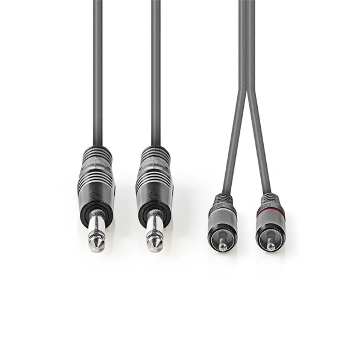 NEDIS COTH23320GY15 félprofi audio kábel, 2 x 6,35 mm mono jack - 2 x RCA, 1.5m sötét szürke #1