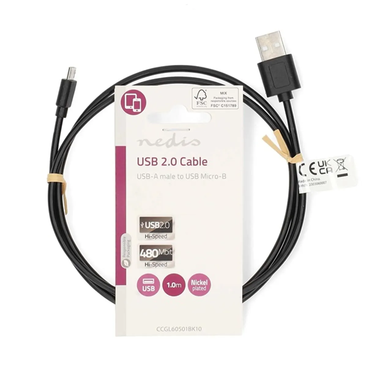 NEDIS CCGL60501BK10 Usb micro-B kábel 1 m Usb 2.0 480 Mbps #3