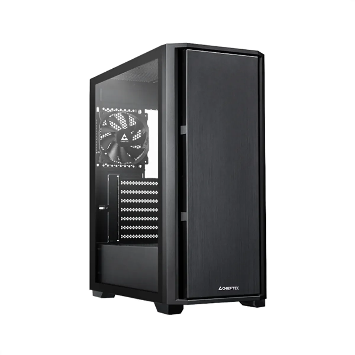 CHIEFTEC AS-02B-TG-OP Pro Midi TG edzett üveg ATX, Micro ATX, Mini-ITX támogatás, 3x2,5" és 2x3,5" meghajtóhelyek, elől USB-C, USB 3.0, USB 2.0 #1